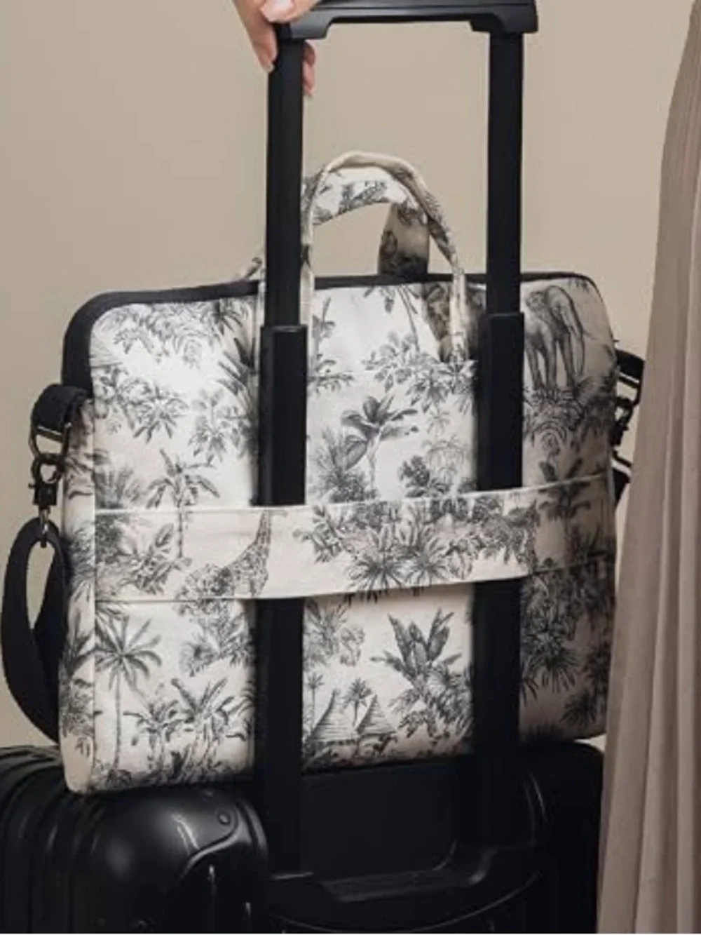 Maison d' Hermine Black and Cream Toile Laptop Bag